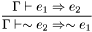 \[\frac{\Gamma\vdash e_1\Rightarrow e_2} {\Gamma\vdash\sim e_2\Rightarrow\sim e_1}\]