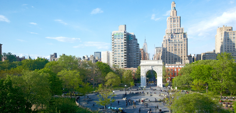 A view from Washington Square Park looking up Fifth Avenue