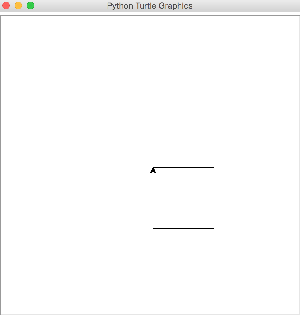 An image of a square being drawn by the turtle graphics module